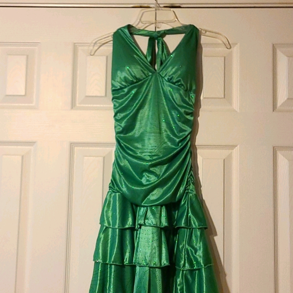 Emerald green halter dress size S